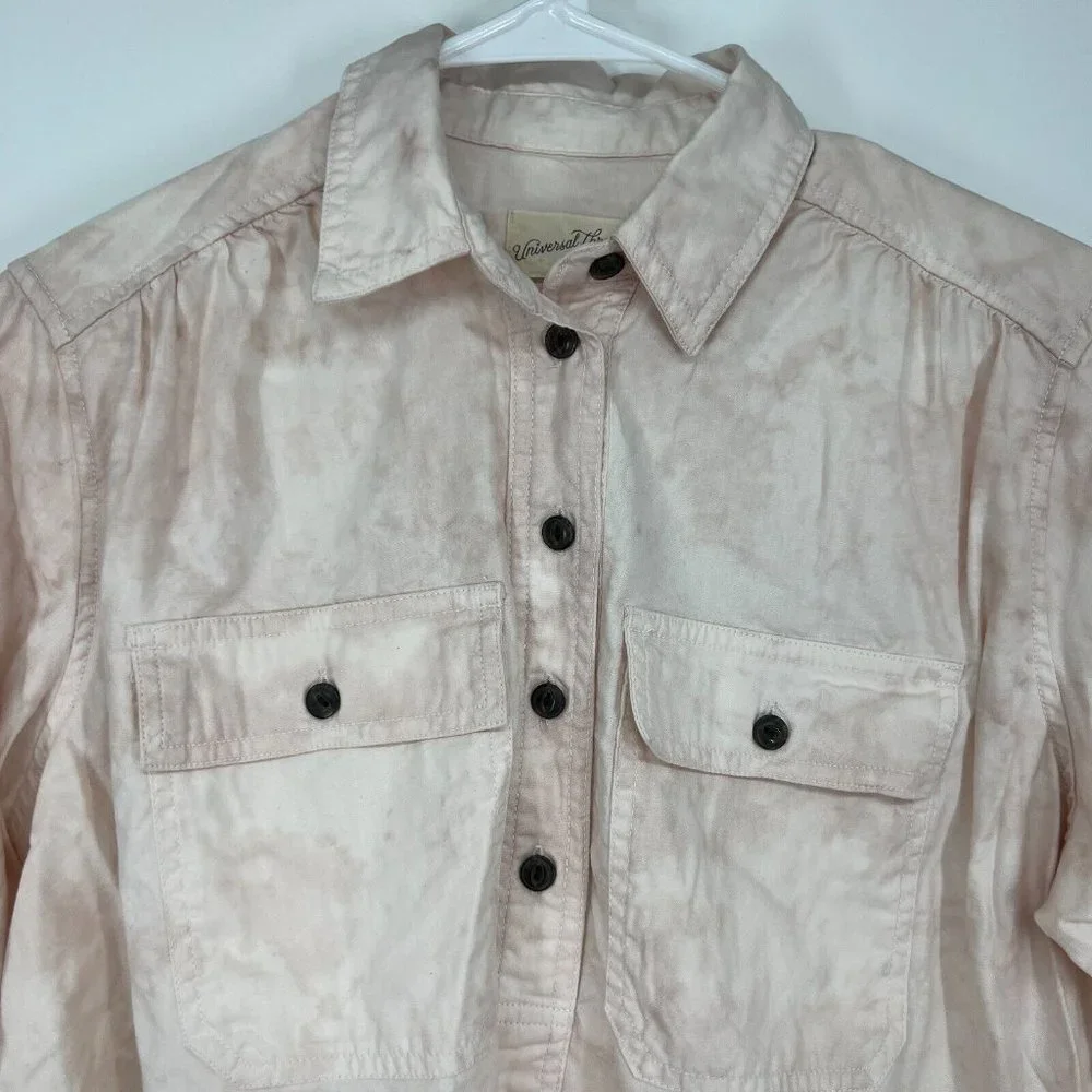 Universal Thread Shirt Pink Tie Dye Popover Button Down Long Sleeve - Picture 3 of 11